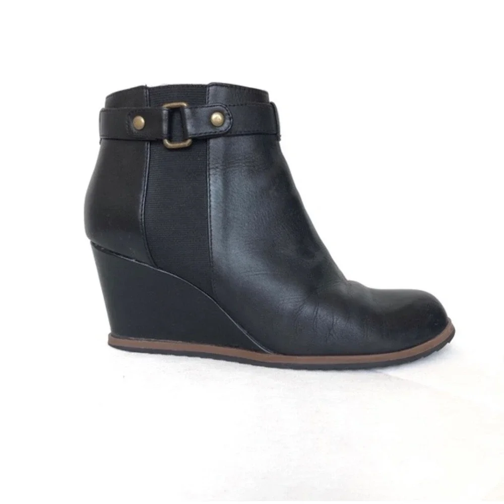 Susina Boot Sz 6.5 M Short‎ Boots Black Leather Women 58665